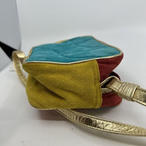 Sondra Roberts Squared Color Block Orange Gold Band Crossbody Bag - Picture 9 of 14